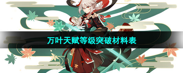 《原神》万叶天赋等级突破材料表一览