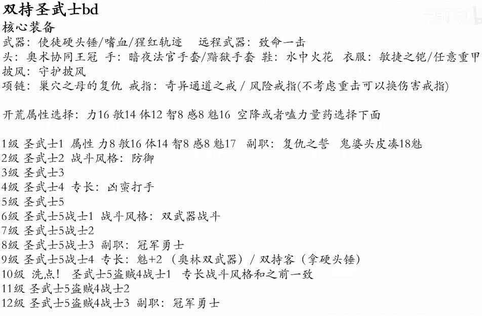 博德之门3圣武士双持BD分享-《博德之门3》圣武士双持BD推荐