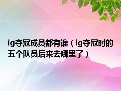 ig夺冠成员有几个中国人-（ig夺冠时的成员都去哪了）