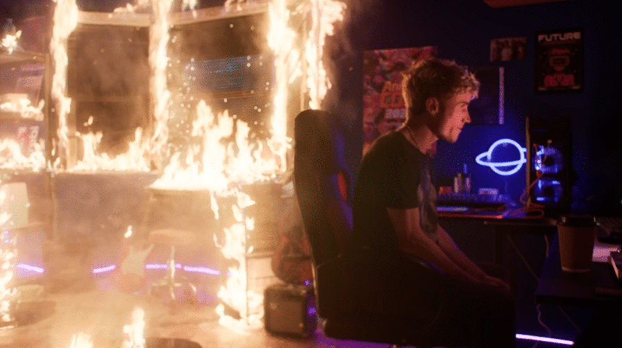 5090玩家实锤?《怪物猎人 荒野》真人广告房间着火