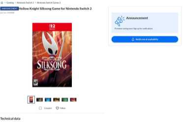 这次真的稳了！《空洞骑士：丝之歌》实体版预售开启