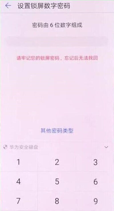 在华为p30pro中设置锁屏密码的方法介绍截图