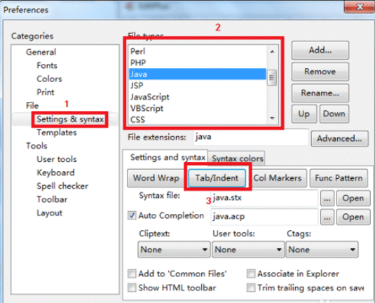 EditPlus中设置Tab用空格替换的操作过程截图