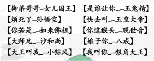 《汉字找茬王》西游配对连线怎么过